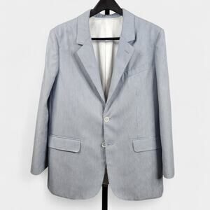 Celine Jude Blazer Women's 42 (10 US) Blue Stripe Single Breasted Made in Italy